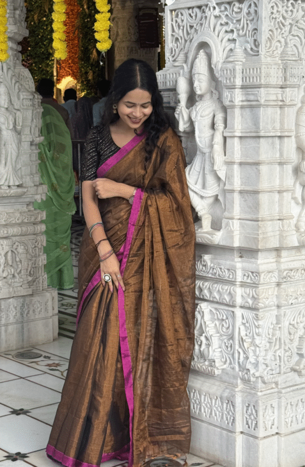 Copper Gold Tissue Saree